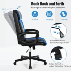 Costway Office Chair Computer Desk Chair Swivel Gaming PU Leather W/Padded Armrest WhiteBlueRed -Costway GUEST 83572b9f e6be 489e 92aa 998c166a9f16