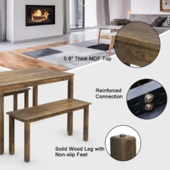 3pcs Dining Set Modern Studio Collection Table With 2 Benches Wood Legs Coffee 14 3pcs Dining Set Modern Studio Collection Table With 2 Benches Wood Legs Coffee -Costway GUEST 836bb730 4d84 45d4 ab5c 719b606b6fb7