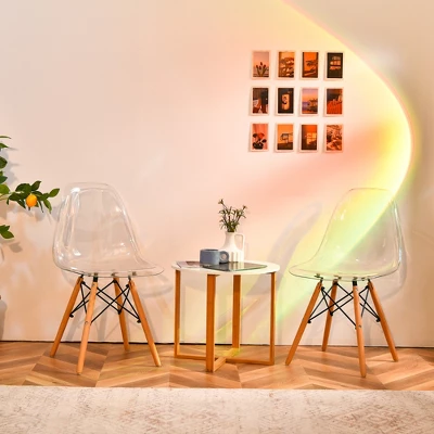 Set Of 4 Dining Chairs Modern Plastic Shell Side Chair W/ Clear Seat & Wood Legs 9 Set Of 4 Dining Chairs Modern Plastic Shell Side Chair W/ Clear Seat & Wood Legs - Image 9