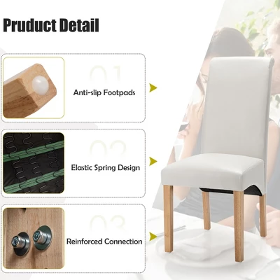 Set Of 4 Dining Chairs Upholstered Padded Side Chairs W/ Rubber Wood Legs BlackBeige 7 Set Of 4 Dining Chairs Upholstered Padded Side Chairs W/ Rubber Wood Legs BlackBeige - Image 7