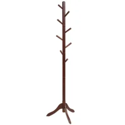 Costway Wooden Coat Rack Stand Entryway Hall Tree 2 Adjustable Height W/ 8 Hooks GrayBrown -Costway GUEST 83e65e33 1945 460b 995e 8b3d9fd23c98