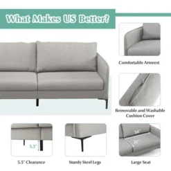 Costway Modern 76'' Loveseat Sofa Couch For Living Room Apartment Dorm With Metal Legs Gray 16 Costway Modern 76'' Loveseat Sofa Couch For Living Room Apartment Dorm With Metal Legs Gray -Costway GUEST 83f173a9 51f6 40b5 b380 4fa77b8c8213