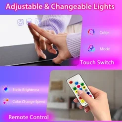 Costway Vanity Table Set With RGB LED Lights Crystal Crush Diamond Mirror Drawers Black/White -Costway GUEST 846bbe2d 137b 4f44 bb66 c716095a3f40