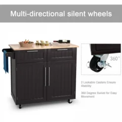 Costway Rolling Kitchen Cart Island Heavy Duty Storage Brown Trolley Cabinet Utility Modern -Costway GUEST 8491d20f db90 4873 9e1a 5e5d26777391