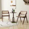 Costway Foldable Dining Chairs Set Of 2/4 With Woven Rattan Backrest & Seat Rubber Wood Frame Brown