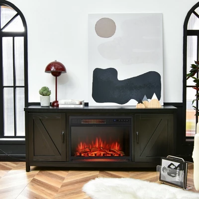 Costway 59'' Fireplace TV Stand W/ 25'' 1350W Electric Fireplace Heater Remote Control 2 Costway 59'' Fireplace TV Stand W/ 25'' 1350W Electric Fireplace Heater Remote Control - Image 2