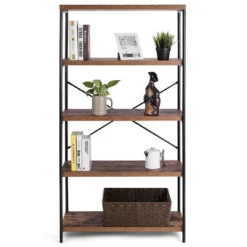Costway 5-Tier Bookshelf, Industrial Etagere Bookcase, Rustic Display Shelf Organizer -Costway GUEST 8521b562 ad1b 49d8 99d4 dfe7686ba9d4