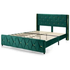 Costway Upholstered Platform Bed Frame Adjustable Headboard Footboard Modern Green -Costway GUEST 852f87c1 e387 45f7 8869 8e47961283d4
