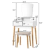Costway Vanity Table 6 Dressing Table Cushioned Stool Makeup Table