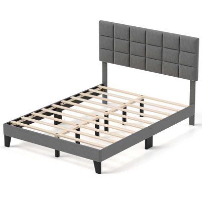 Costway Full/Queen/King Size Bed Frame Modern Linen Fabric Upholstered Platform Bed With Headboard 11 Costway Full/Queen/King Size Bed Frame Modern Linen Fabric Upholstered Platform Bed With Headboard - Image 11