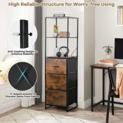 Costway Vertical 3 Drawer Dresser W/ 3 Shelves Tall Storage Tower Chest Freestanding 13 Costway Vertical 3 Drawer Dresser W/ 3 Shelves Tall Storage Tower Chest Freestanding -Costway GUEST 85cca933 f6b1 4d6b b9e1 ef82839f96f8