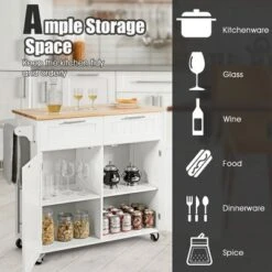 Costway Rolling Kitchen Cart Island Heavy Duty Storage Trolley Cabinet Utility White -Costway GUEST 86143d88 0177 4401 a3b5 bdced3ed682f