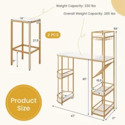 Costway 3 PCS Bar Table Set 2 Stools Storage Shelves Glass Holder Wine Rack Space Saving 11 Costway 3 PCS Bar Table Set 2 Stools Storage Shelves Glass Holder Wine Rack Space Saving -Costway GUEST 863c2f9f d061 4f56 851f 885a4fe653c4