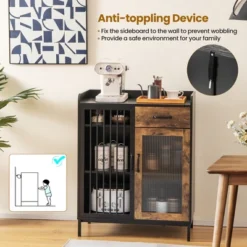 Costway Kitchen Sideboard Buffet Bar Cabinet Accent Cupboard With Metal Glass Door & Drawer 14 Costway Kitchen Sideboard Buffet Bar Cabinet Accent Cupboard With Metal Glass Door & Drawer -Costway GUEST 86458be7 b121 4595 aebf f867660bdea2