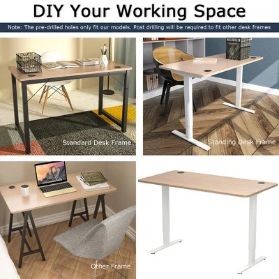 Costway 48'' Universal Tabletop For Standard & Sit To Stand Desk Frame WalnutNatural 5 Costway 48'' Universal Tabletop For Standard & Sit To Stand Desk Frame WalnutNatural - Image 5