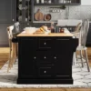 Costway Kitchen Island On Wheels Rolling Utility Cart Drawers Cabinets Spice Rack Black/White