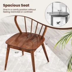 Costway Wooden Dining Chair Set Of 2/4 With High Spindle Back Rubber Wood Legs Wide Seat 15 Costway Wooden Dining Chair Set Of 2/4 With High Spindle Back Rubber Wood Legs Wide Seat -Costway GUEST 87b0b293 1671 41bc ae96 8165ab79b7d6