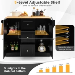 Costway Kitchen Island On Wheels Rolling Utility Cart Drawers Cabinets Spice Rack Black/White -Costway GUEST 87d4b5a5 d15e 4841 beeb d45175147f68