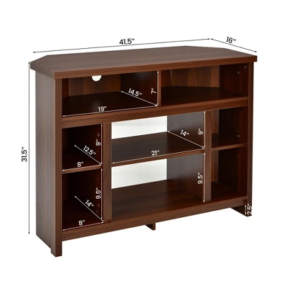 Costway Corner TV Stand Entertainment Console Center W/Adjustable Shelves 3 Costway Corner TV Stand Entertainment Console Center W/Adjustable Shelves - Image 3