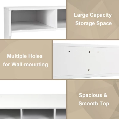 Wall Mounted Floating Computer Table Desk Home Office Furni Storage Shelf White 7 Wall Mounted Floating Computer Table Desk Home Office Furni Storage Shelf White - Image 7