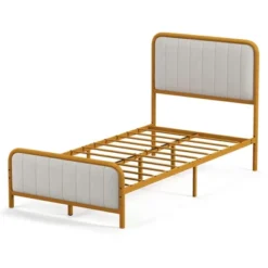 Costway Full Gold Metal Bed Frame Upholstered Platform Bed With Velvet Headboard 25 Costway Full Gold Metal Bed Frame Upholstered Platform Bed With Velvet Headboard -Costway GUEST 8904ba95 29c4 4fa2 98fd 6dc4bef8209e