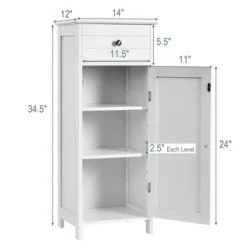 Costway Bathroom Floor Cabinet Wooden Storage Organizer Free-Standing W/ Drawer & Shelf 11 Costway Bathroom Floor Cabinet Wooden Storage Organizer Free-Standing W/ Drawer & Shelf -Costway GUEST 89402c6f 8991 459d 9ac1 9384709a0760