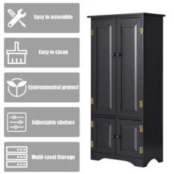 Costway Accent Storage Cabinet Adjustable Shelves Antique 2 Door Floor Cabinet Black -Costway GUEST 8991ad90 ee46 4bec 8743 62699bdc8f13