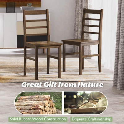 Costway Dining Chair Set Of 4 Modern Kitchen Wood Chairs W/ Solid Rubber Wood Structure 6 Costway Dining Chair Set Of 4 Modern Kitchen Wood Chairs W/ Solid Rubber Wood Structure - Image 6