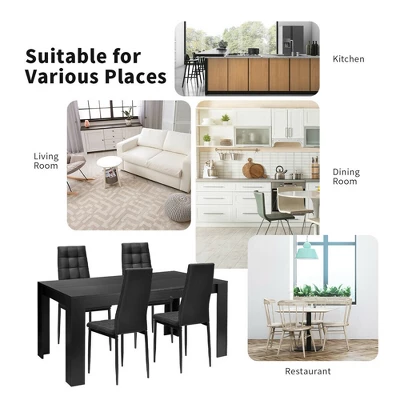 Costway 9pcs Dining Set Wood Table And 8 Fabric Chairs Home Kitchen Modern 4 Costway 9pcs Dining Set Wood Table And 8 Fabric Chairs Home Kitchen Modern - Image 4