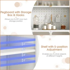 Costway 5-tier Metal Kitchen Bakers Rack With Pegboard 8 Hooks 5-position Adjustable Shelf White -Costway GUEST 8a17464b c707 4851 a735 c68bf7d17530