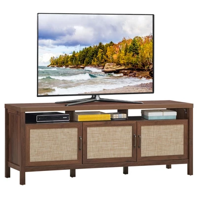 Costway TV Stand Entertainment Media Center For TV's Up To 65'' W/ Rattan Doors 10 Costway TV Stand Entertainment Media Center For TV's Up To 65'' W/ Rattan Doors - Image 10