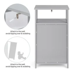 Bathroom Wooden Floor Cabinet Multifunction Storage Rack Organizer Stand Grey/White -Costway GUEST 8aa3c563 6174 4670 9bdc 0286ab78ccd5