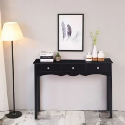 Costway Console Table Hall Table Side Table Desk Accent Table 3 Drawers Entryway Black 13 Costway Console Table Hall Table Side Table Desk Accent Table 3 Drawers Entryway Black -Costway GUEST 8aec2209 9657 41d0 a8c9 783521d9f079