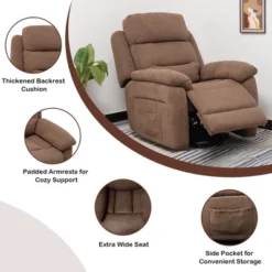 Costway Power Lift Recliner Chair Sofa For Elderly W/ Side Pocket & Remote Control GreyBrown -Costway GUEST 8b662305 a37f 4437 812a 86457eb380e2