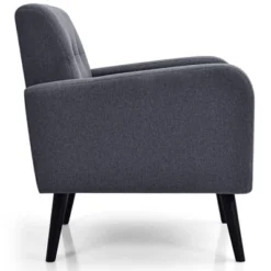 Costway Mid Century Accent Chair Fabric Arm Chair Single Sofa W/Rubber Wood Legs BlueGrey 20 Costway Mid Century Accent Chair Fabric Arm Chair Single Sofa W/Rubber Wood Legs BlueGrey -Costway GUEST 8bb30f88 3970 45cd a5da 20a509bebf88