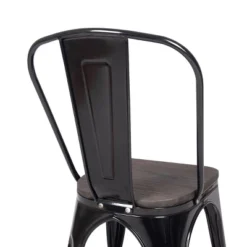 Costway Set Of 4 Metal Dining Side Chair Wood Seat Stackable -Costway GUEST 8c1c0ca6 b569 4d7b a61e 9d79d526b70b