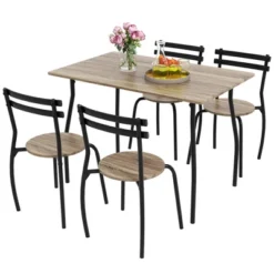 Costway 5PCS Dining Table Set 4 Chairs Wood & Metal Frame Space-saving Kitchen Furniture -Costway GUEST 8c2fcc81 9706 46c2 8ce3 b6b758bd1a9b