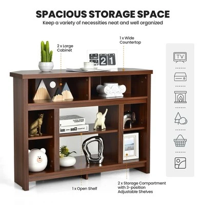 Costway Corner TV Stand Entertainment Console Center W/Adjustable Shelves 6 Costway Corner TV Stand Entertainment Console Center W/Adjustable Shelves - Image 6