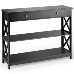 Costway 3-Tier Console Table X-Design Sofa Entryway Table With Drawer & Shelves Gray Espresso 25 Costway 3-Tier Console Table X-Design Sofa Entryway Table With Drawer & Shelves Gray Espresso -Costway GUEST 8c907ec4 0171 4ed9 b251 8ff70f0b255f