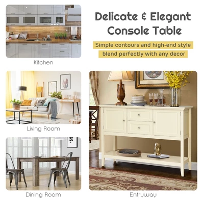 Costway Sideboard Buffet Table Wooden Console Table W/ Drawers & Storage Cabinets Blue/Brown/Gray/Beige 5 Costway Sideboard Buffet Table Wooden Console Table W/ Drawers & Storage Cabinets Blue/Brown/Gray/Beige - Image 5