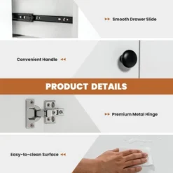 Costway Kitchen Storage Cabinet 2 Drawer Sideboard Floor Cupboard With Adjustable Shelves -Costway GUEST 8ce504aa 1ce9 448e a202 3de6e7507547