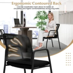 Costway Waiting Room Chair Set Of 2/4/6/8/10/12 Office Guest Chairs With Ergonomic Mesh Backrest Sturdy Arms & Cushioned Seat Black 14 Costway Waiting Room Chair Set Of 2/4/6/8/10/12 Office Guest Chairs With Ergonomic Mesh Backrest Sturdy Arms & Cushioned Seat Black -Costway GUEST 8d11cd50 ebeb 44c3 a99d 88de246c4328