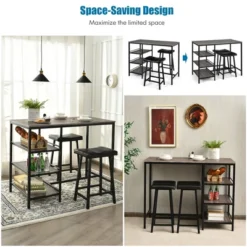 Costway 3 Piece Counter Height Dining Bar Table Set W/2 Stools&3 Storage Shelves -Costway GUEST 8d80cc65 9a76 4747 a3d8 7f9413005dd2