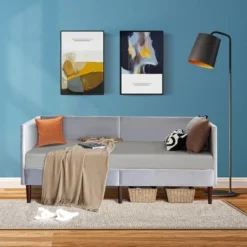 Costway Twin Daybed Upholstered Linen Wooden Sofa Bed Frame Heavy Duty Living Room Grey -Costway GUEST 8d9af4f7 571f 4cbf a659 bbd37d2471d7