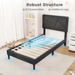 Costway Twin/Full/Queen Size Bed Frame With High Headboard & Wooden Slats No Box Spring Needed 17 Costway Twin/Full/Queen Size Bed Frame With High Headboard & Wooden Slats No Box Spring Needed -Costway GUEST 8d9bc099 f0b5 4c89 8848 08bcbb1d25c4