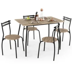 Costway 5PCS Dining Table Set 4 Chairs Wood & Metal Frame Space-saving Kitchen Furniture -Costway GUEST 8dffa6eb e352 44b4 98e3 22eebbe90794