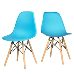 Costway Set Of 2 Mid Century Modern DSW Dining Side Chair Wood Legs Blue -Costway GUEST 8e103558 254d 45fb 8407 dbf5dd2fff76