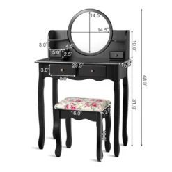 Costway Makeup Vanity Table Drawers Oval Dressing Table Kids Gift