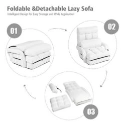 Costway Folding Floor Armchair W/6-position Adjustable Back & Lumbar Pillow White 11 Costway Folding Floor Armchair W/6-position Adjustable Back & Lumbar Pillow White -Costway GUEST 8e1ed32f c087 48f4 a79b fe2f20f52d36