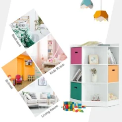 Costway 3-Tier Kids Storage Shelf Cubes W/3 Baskets Corner Cabinet Organizer White 14 Costway 3-Tier Kids Storage Shelf Cubes W/3 Baskets Corner Cabinet Organizer White -Costway GUEST 8e463f1e 2572 4b24 84e8 4075ebff0b8a